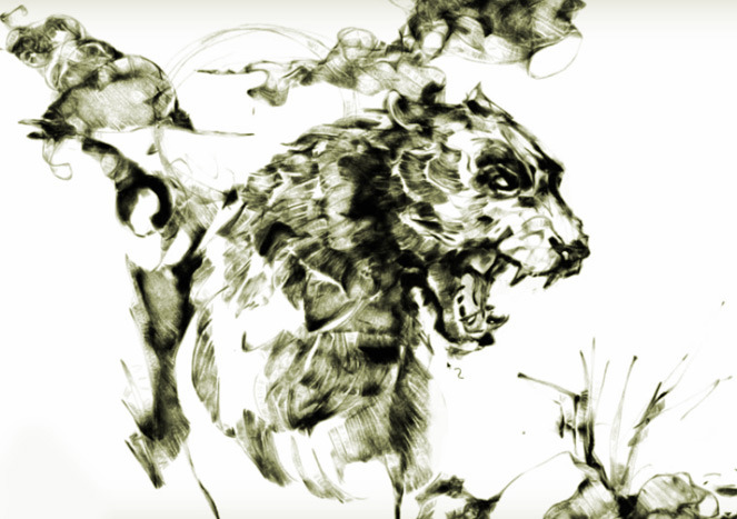 Krita brush engines producing different painting and texture strokes